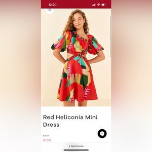 Farm Rio Anthropologie Red Heliconia Mini Dress